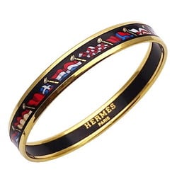 Hermes HERMES Bangle for Women, Enamel PM, Black, Gold, National Flag