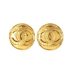 CHANEL Matelasse Coco Mark Earrings Gold 94P