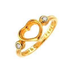 Tiffany & Co. Heart Ring Diamond K18 YG Yellow Gold 750 Open