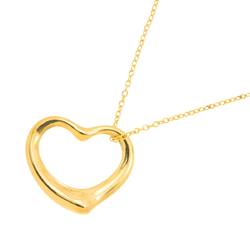 Tiffany & Co. Heart 22mm Necklace 40cm K18 YG Yellow Gold 750 Open