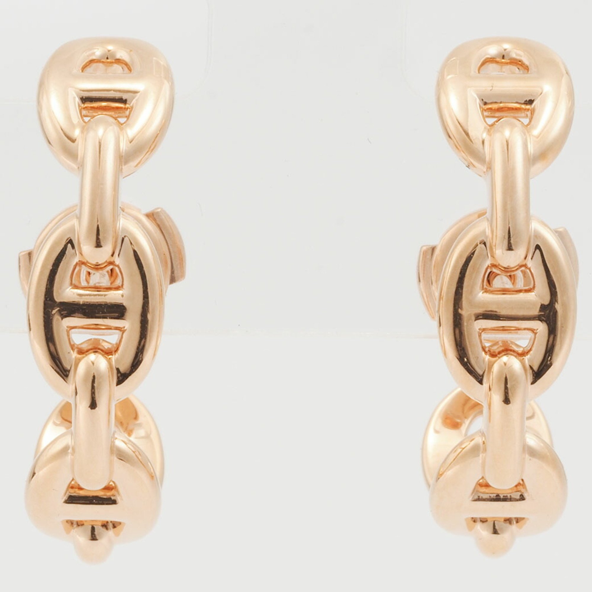 Hermes Earrings Chaine d'Ancre Enchaine Pink Gold H221511B 00 Women's K18PG HERMES