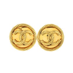 CHANEL Coco Mark Earrings Gold