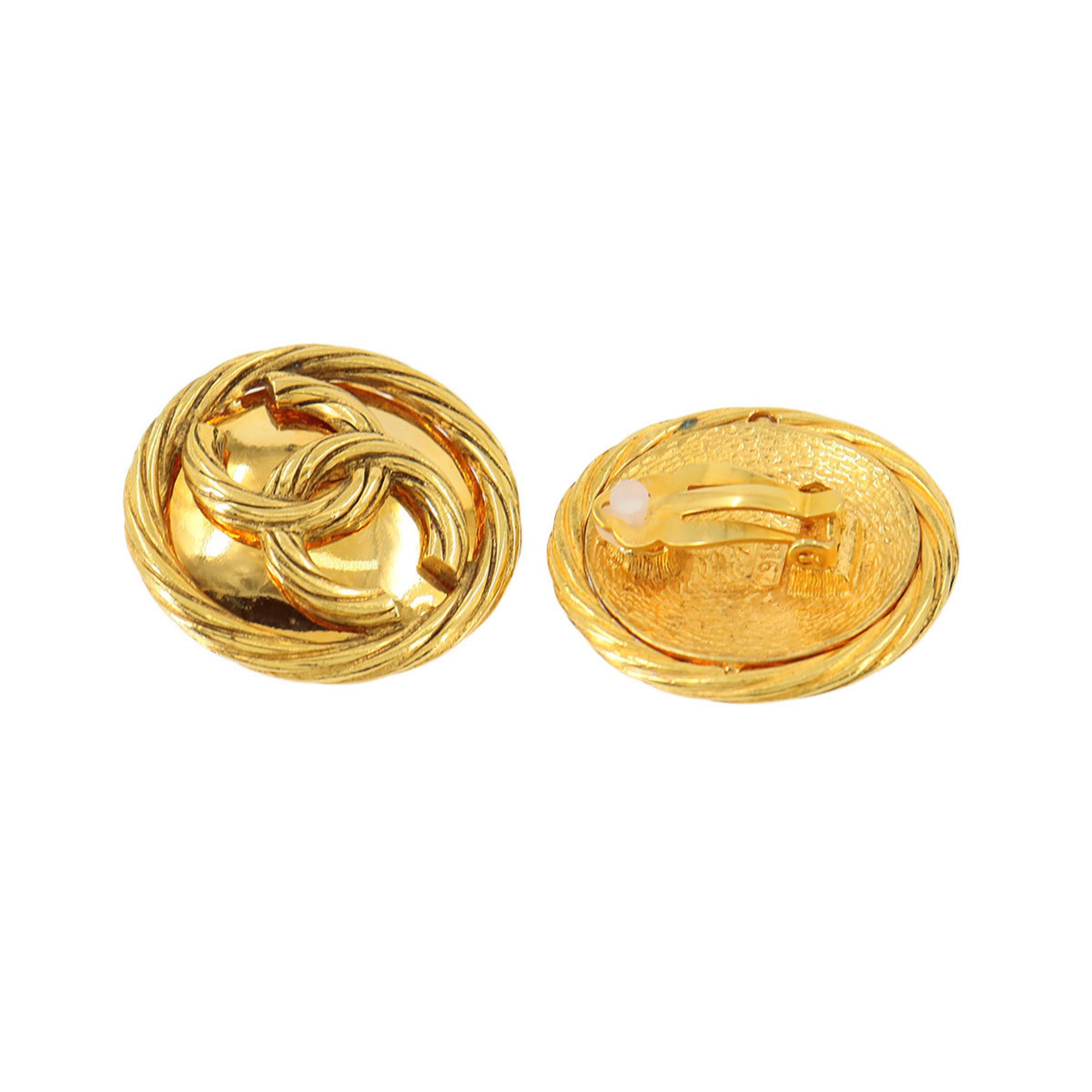 CHANEL Coco Mark Earrings Gold