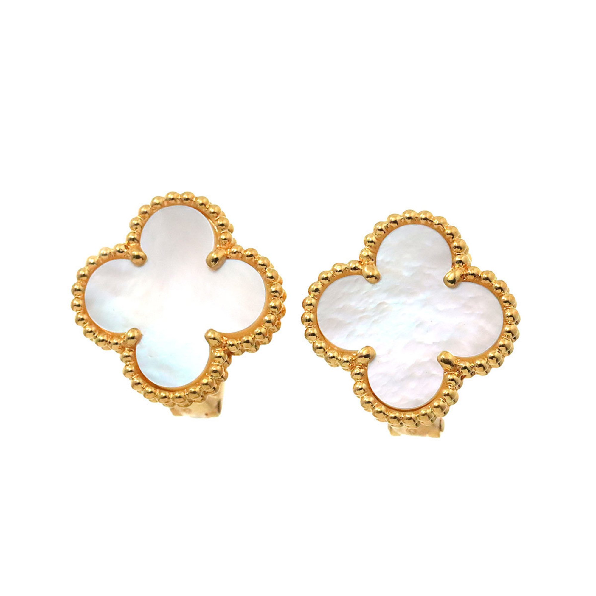 Van Cleef & Arpels Alhambra Earrings Shell K18 YG 750