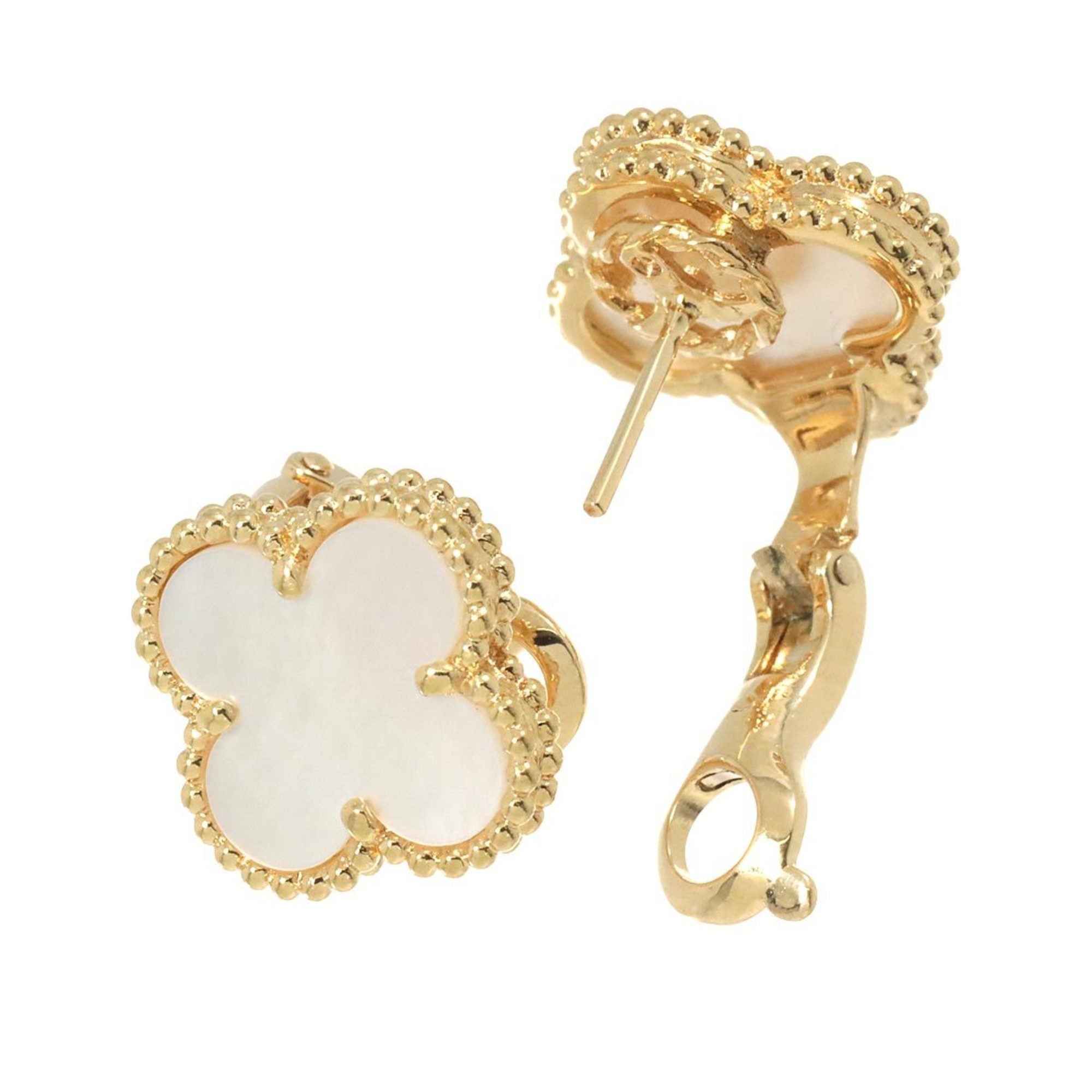 Van Cleef & Arpels Alhambra Earrings Shell K18 YG 750