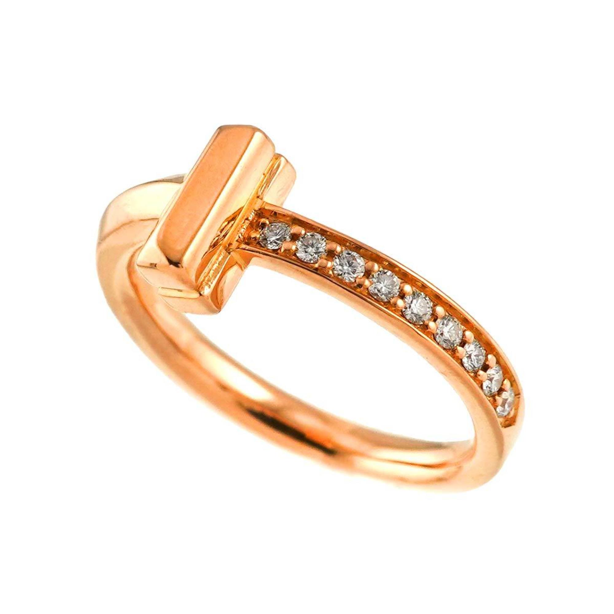 Tiffany & Co. T-One Ring Diamond K18 PG Pink Gold 750