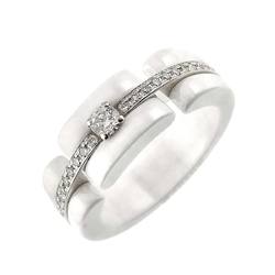 CHANEL Ultra #50 Ring Diamond K18 WG White Ceramic 750 ULTRA