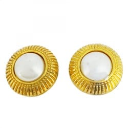 Chanel Earrings Circle GP Plated Fake Pearl Gold Ladies