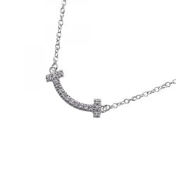 Tiffany Necklace T Smile K18WG White Gold Diamond Ladies