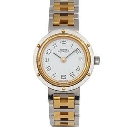 HERMES Clipper combination ladies watch date white quartz