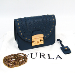 Furla Metropolis Round Women's Leather Shoulder Bag Blue