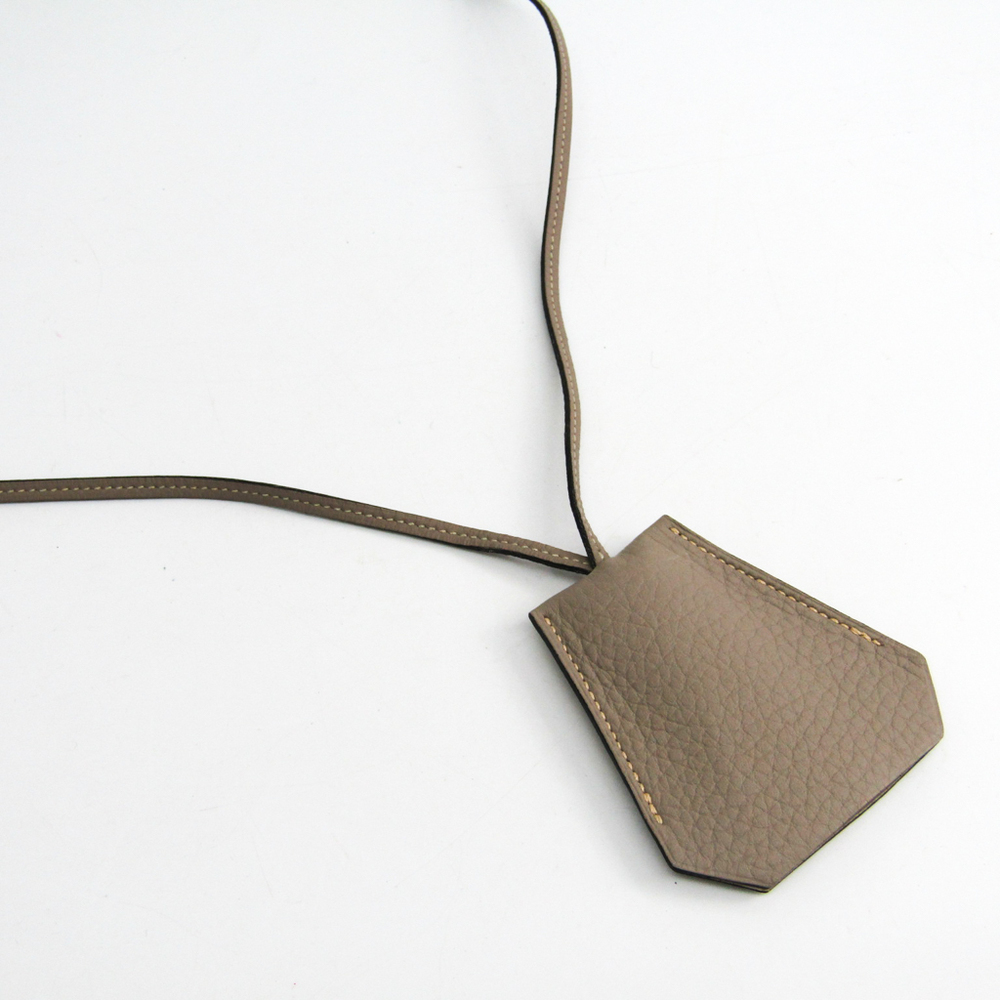 Hermes Leather Unisex Necklace (Beige) Clochette | eLADY Globazone