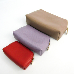 Furla 3-piece Set Leather Pouch Beige,Orange,Purple