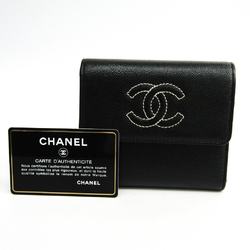 Chanel Women's Caviar Leather Wallet (tri-fold) Black