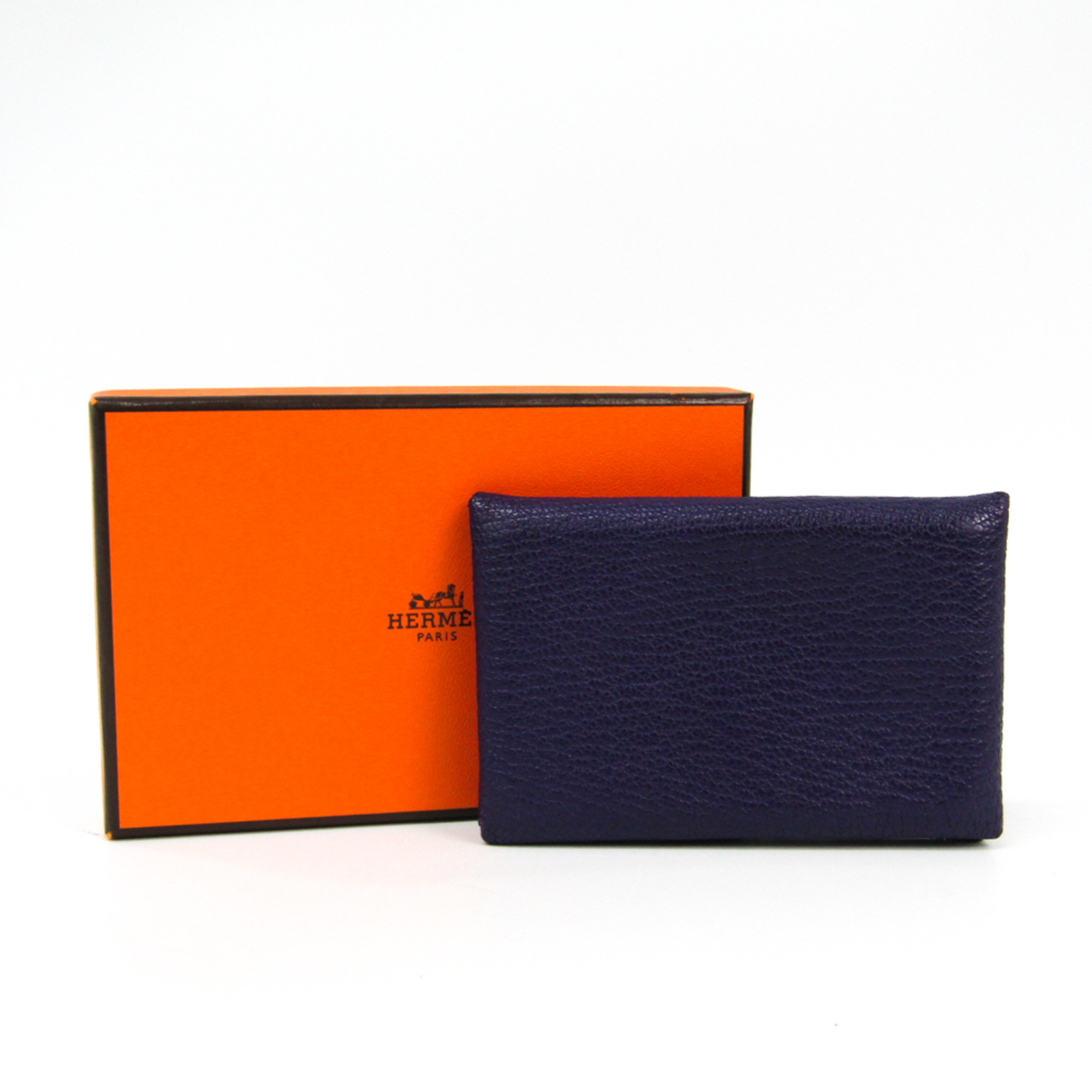 Hermes Chevre Myzore Leather Card Case Calvi Anemone