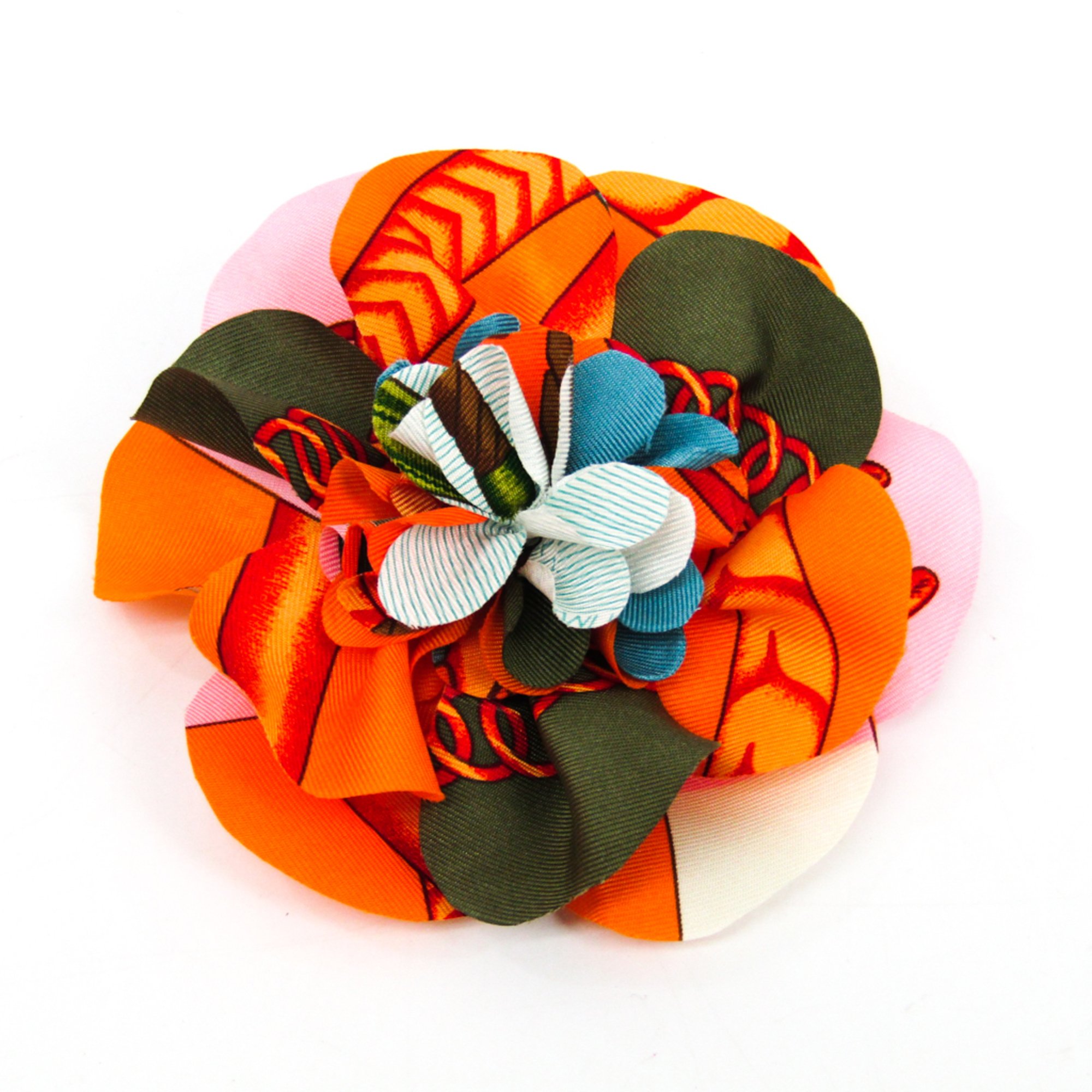 Hermes Silk Corsage Multi-color,Orange