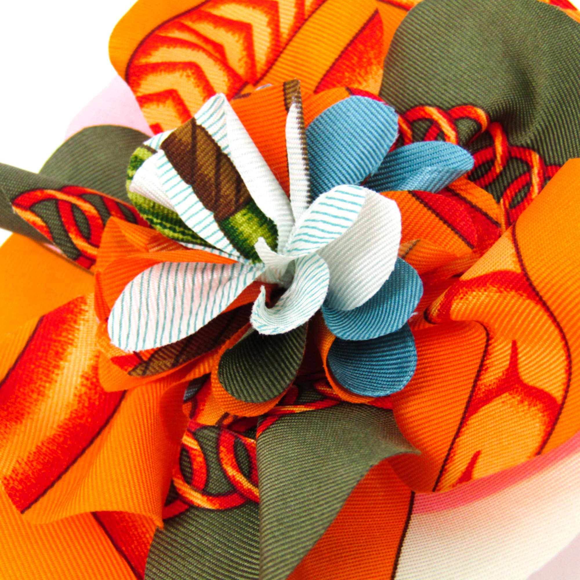 Hermes Silk Corsage Multi-color,Orange