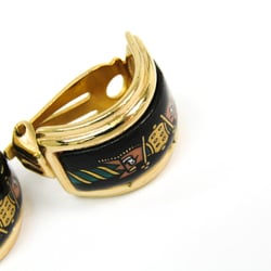 Hermes Enamel Cloisonné/enamel,Metal Clip Earrings Black,Gold,Green