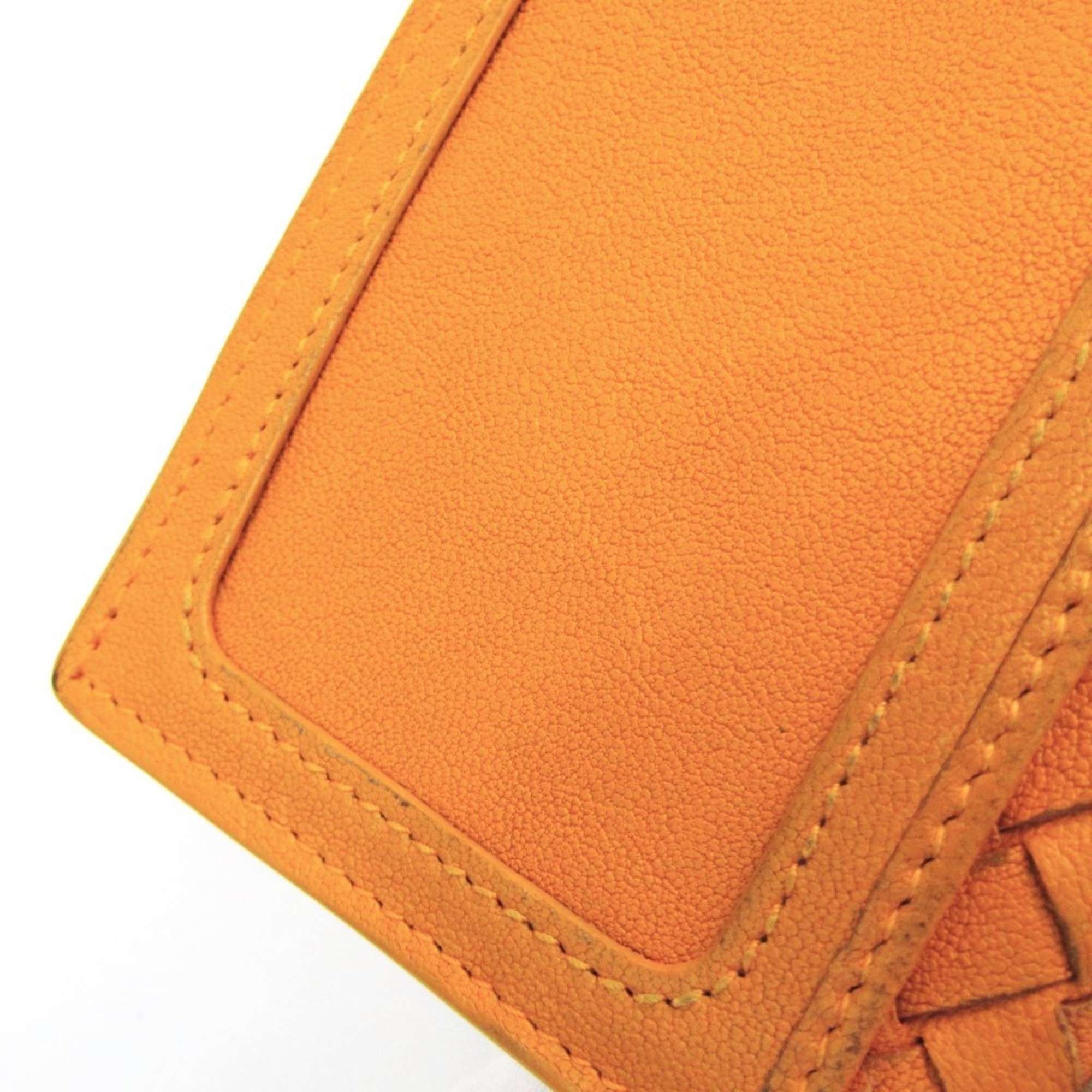 Bottega Veneta Intrecciato Leather Travel Pass Case Yellow