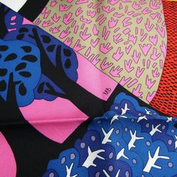 Hermes Carre90 "a Travers Champs" Women's Silk Scarf Multi-color,Pink
