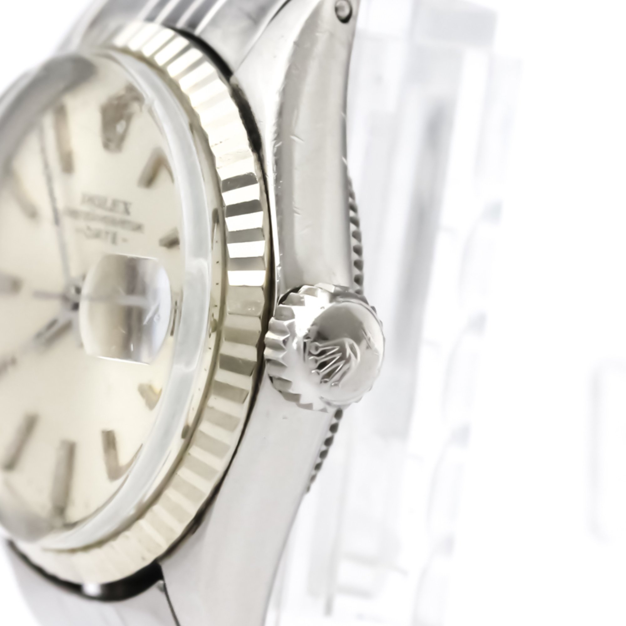 ROLEX Oyster Perpetual Date 6517 White Gold Steel Ladies Watch