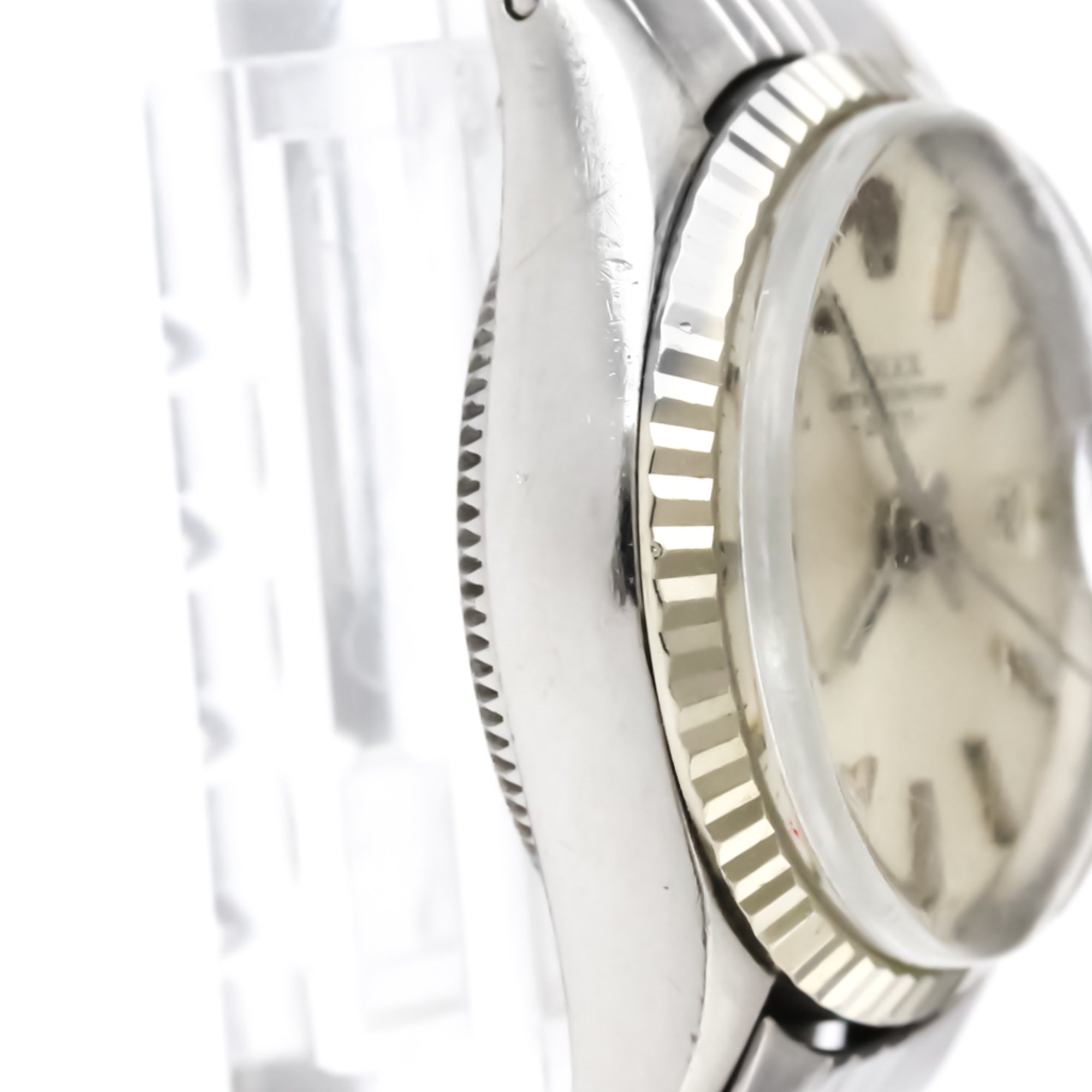 ROLEX Oyster Perpetual Date 6517 White Gold Steel Ladies Watch