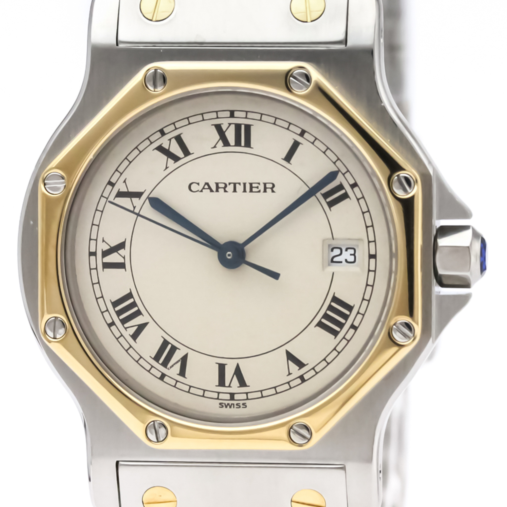 Cartier Santos Octagon Quartz Stainless Steel,Yellow Gold (18K) Women's Dress Watch 187902