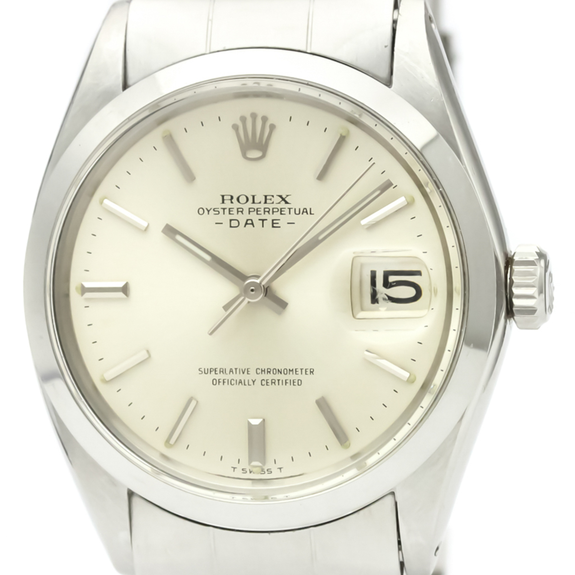 ROLEX Oyster Perpetual Date 1500 Steel Automatic Mens Watch