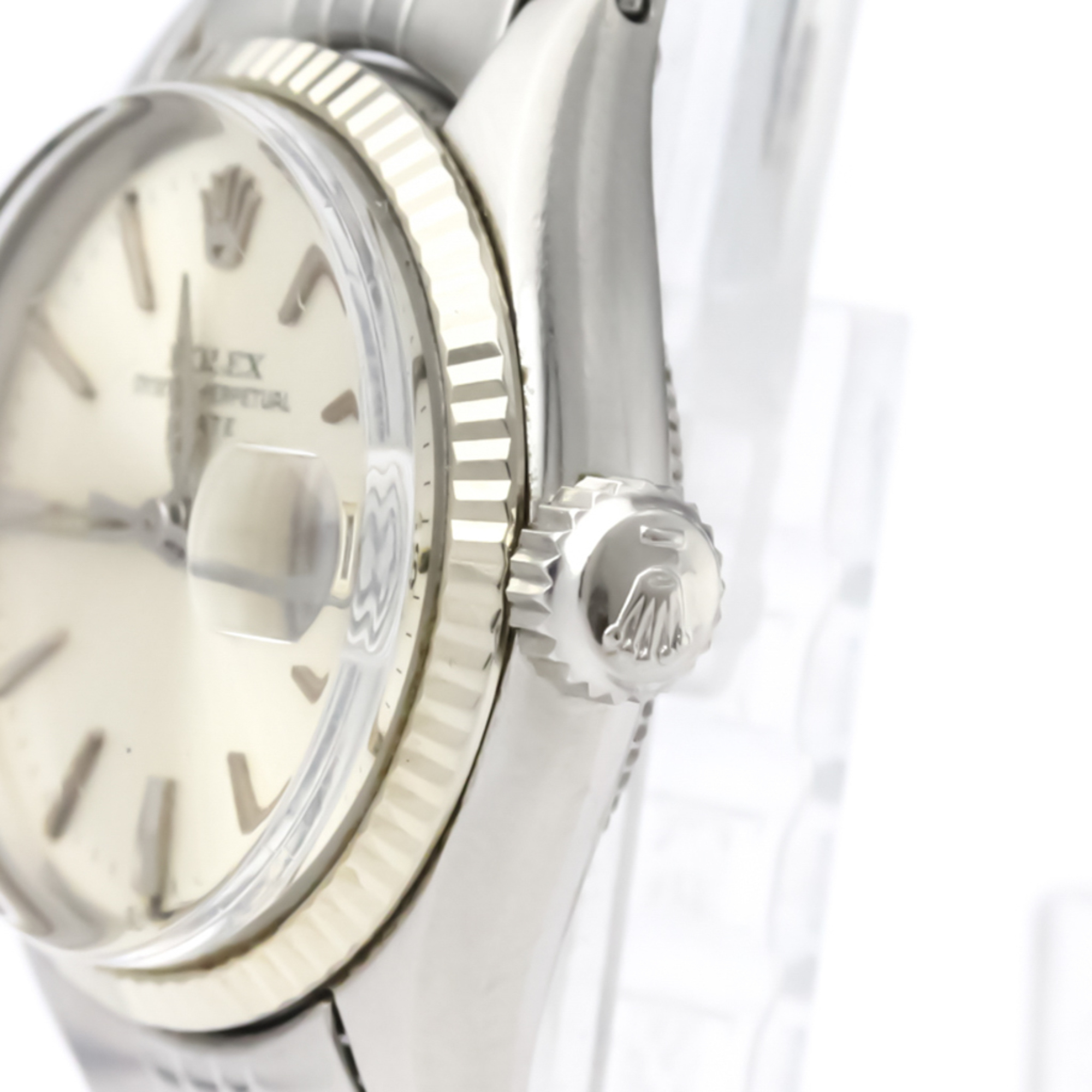 ROLEX Oyster Perpetual Date 6517 White Gold Steel Ladies Watch