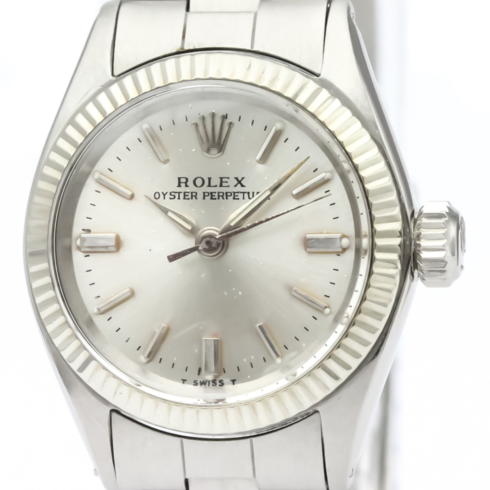 ROLEX Oyster Perpetual 6619 White Gold Steel Automatic Ladies Watch