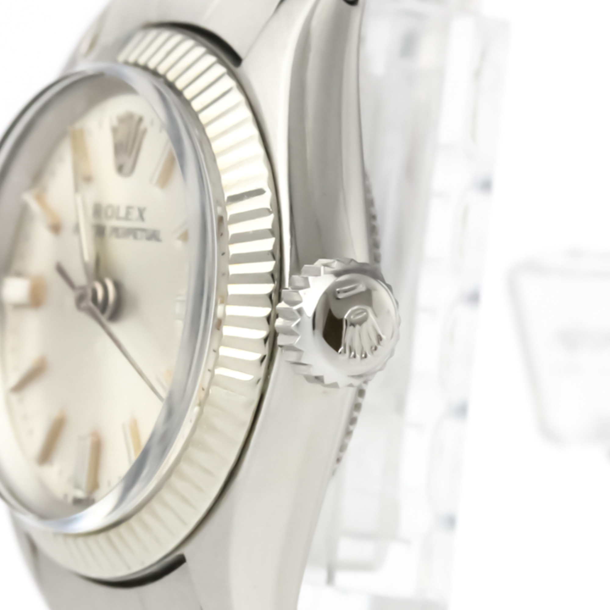 ROLEX Oyster Perpetual 6619 White Gold Steel Automatic Ladies Watch