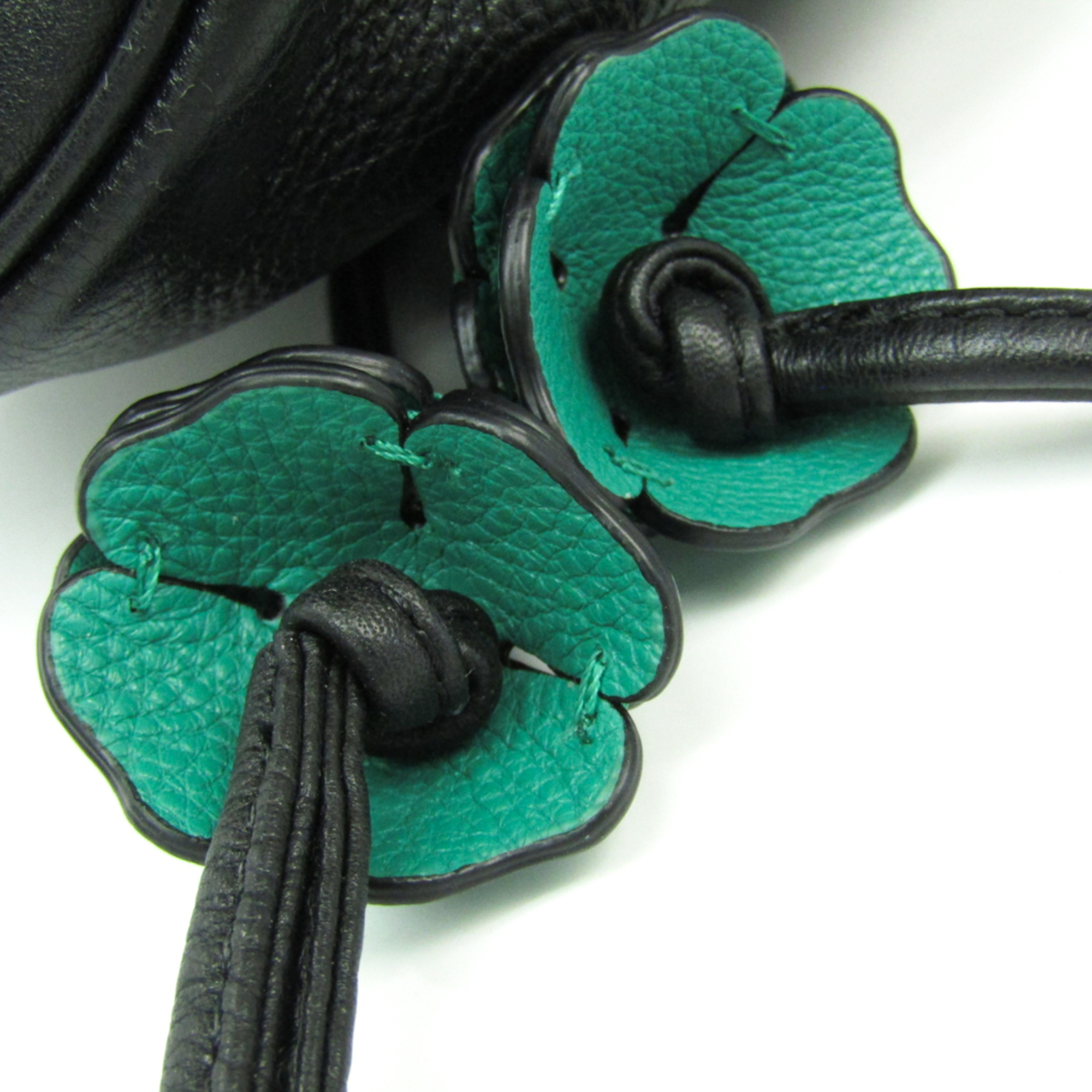Coach Petal Wristlet F56581 Women's Leather Pouch Black,Green
