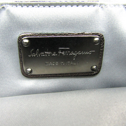 Salvatore Ferragamo Gancini 21 A498 Women's Leather,Metal Clutch Bag,Handbag Metallic Gray