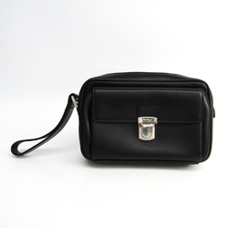Salvatore Ferragamo 24 9696 Men's Leather Clutch Bag Black
