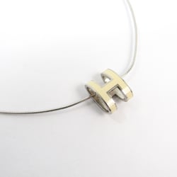 Hermes Pop H Lacquer,Metal Women's Pendant Necklace (Ivory,Silver)
