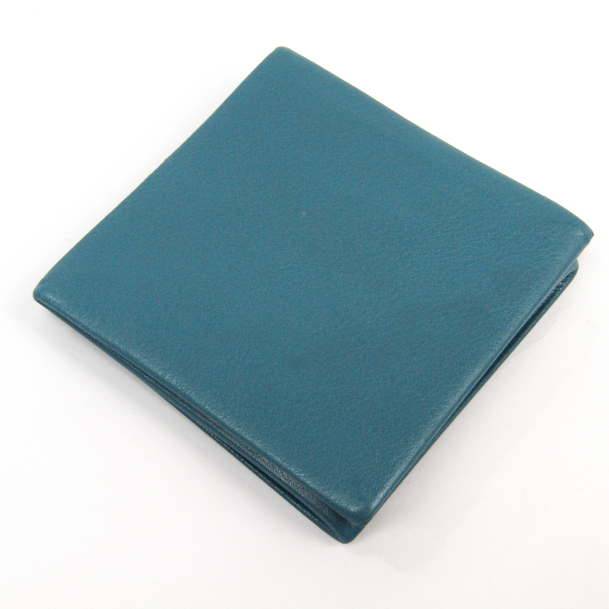 Hermes Zulu Gulliver Leather Coin Purse/coin Case Blue Jean