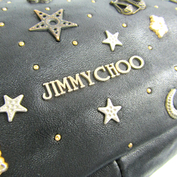 Jimmy Choo Women's Leather,Metal Studded Shoulder Bag Black,Gold