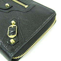 Balenciaga 253036 Leather Long Wallet (bi-fold) Black