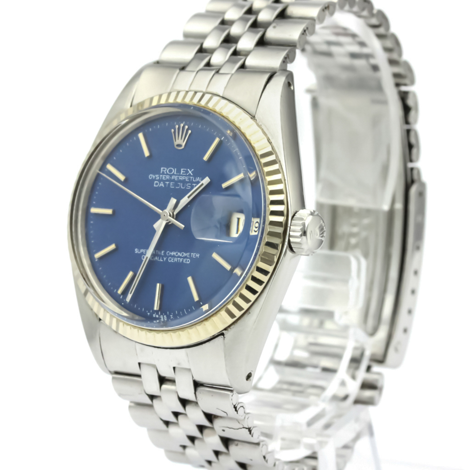 ROLEX Datejust 1601 White Gold Steel Automatic Mens Watch