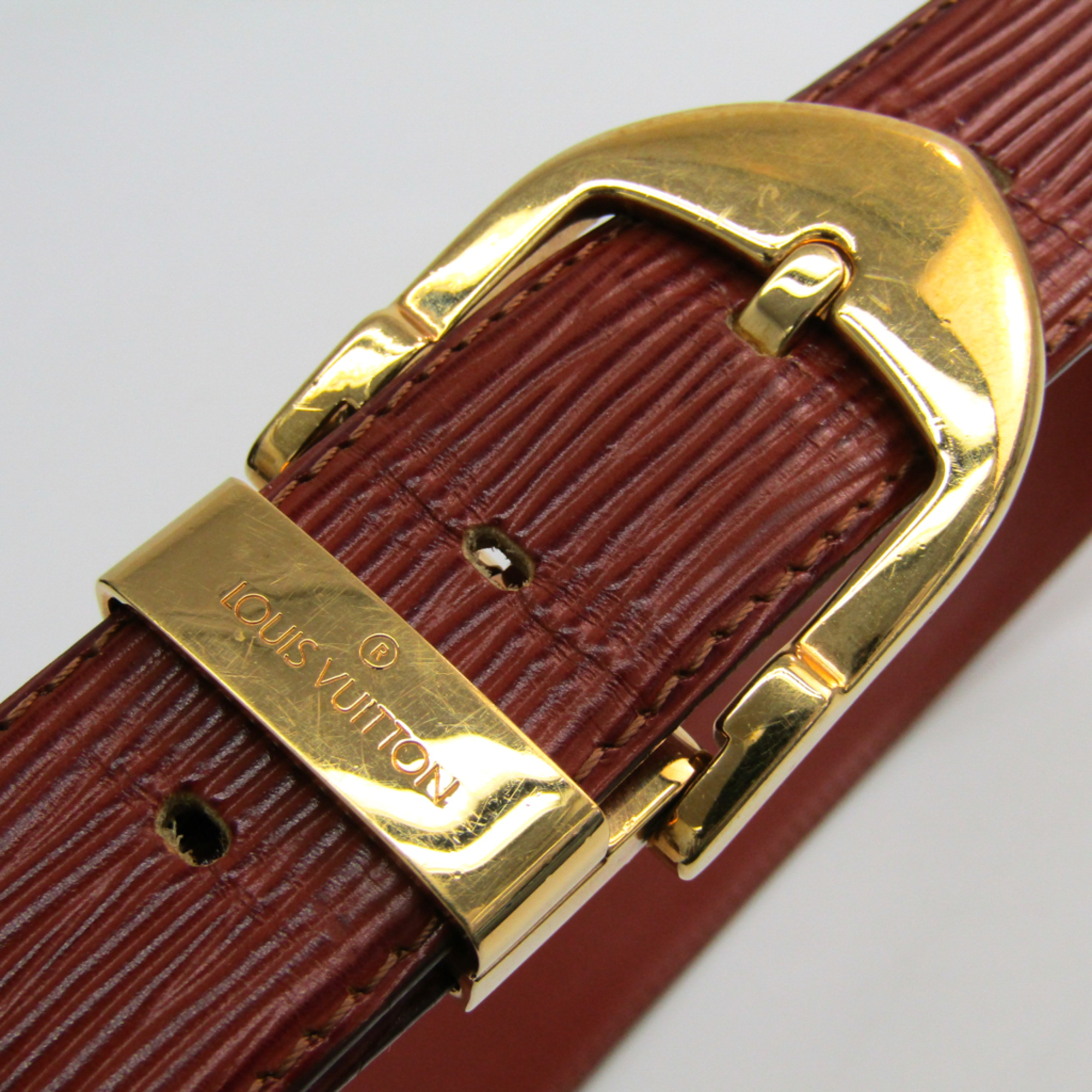Louis Vuitton Epi Men's Epi Leather Belt Brown,Gold 85 Ceinture Classic