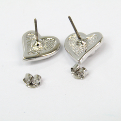 Vivienne Westwood Heart Metal,Rhinestone Stud Earrings Silver