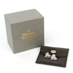 Vivienne Westwood Heart Metal,Rhinestone Stud Earrings Silver