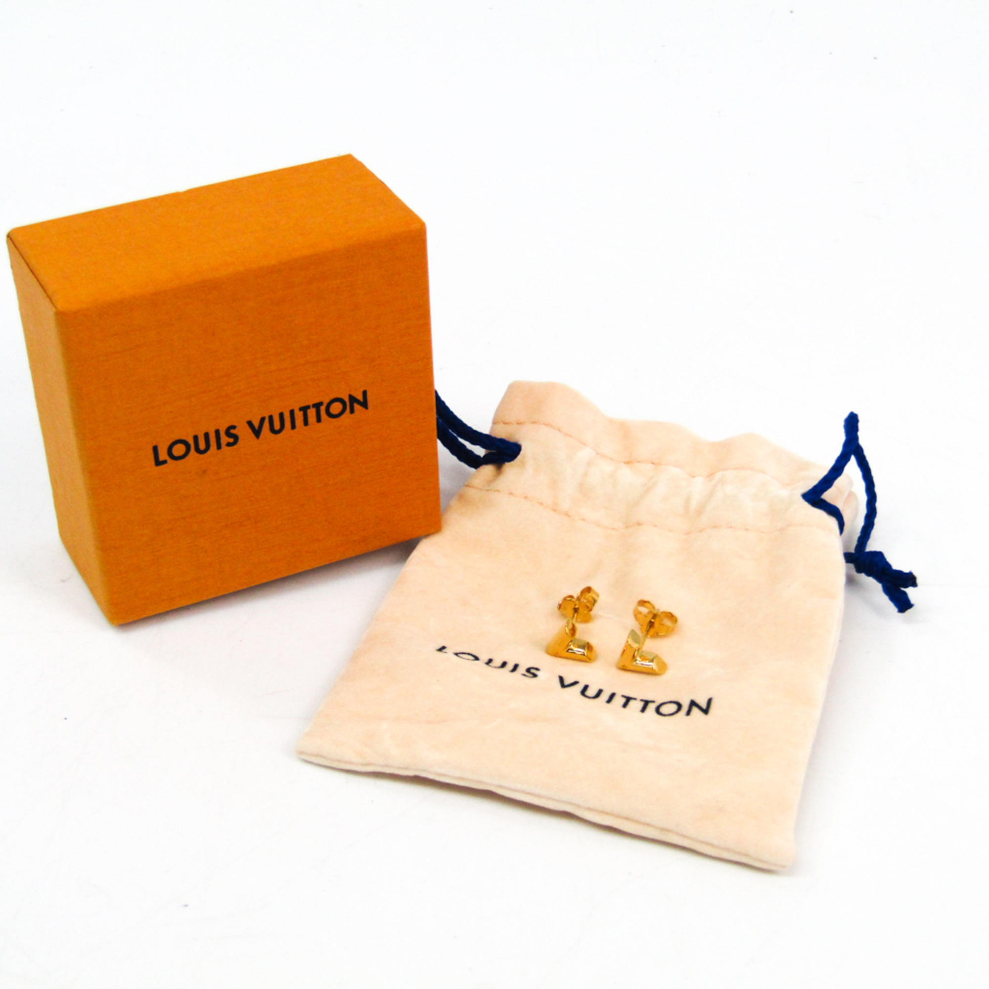 Louis Vuitton Earrings Essential V M68153 Metal Stud Earrings Gold