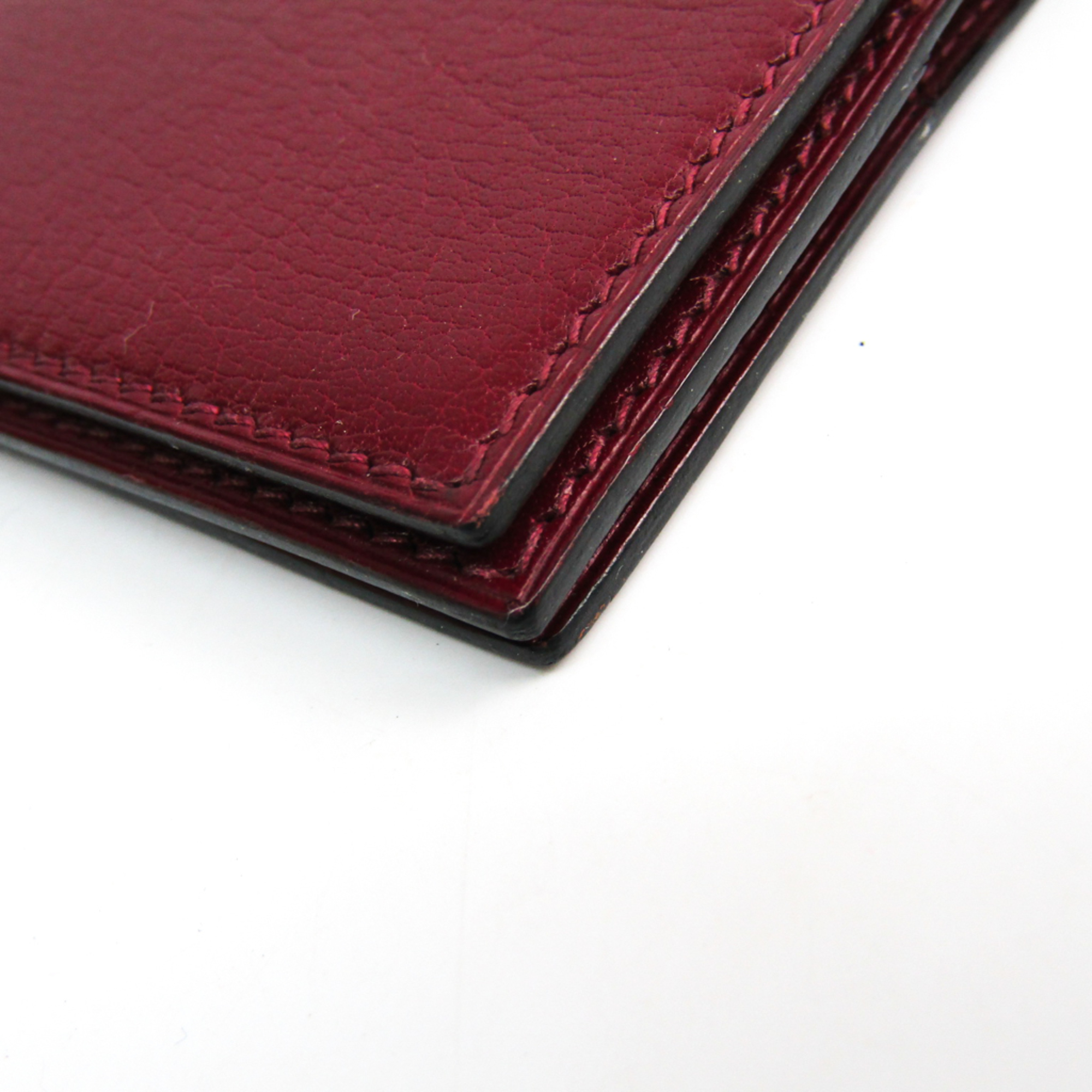 Hermes Trifold Leather Card Case Bordeaux