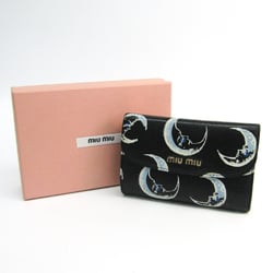 Miu Miu MADRAS PRINT Moon Face 5ML225 Women's Leather Wallet (tri-fold) Multi-color