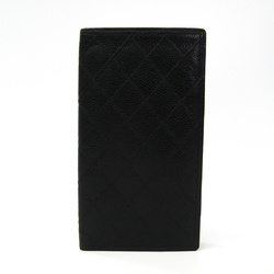 Chanel Bicolor Women's  Caviar Leather Bill Wallet (bi-fold) Black