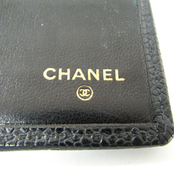 Chanel Bicolor Women's  Caviar Leather Bill Wallet (bi-fold) Black
