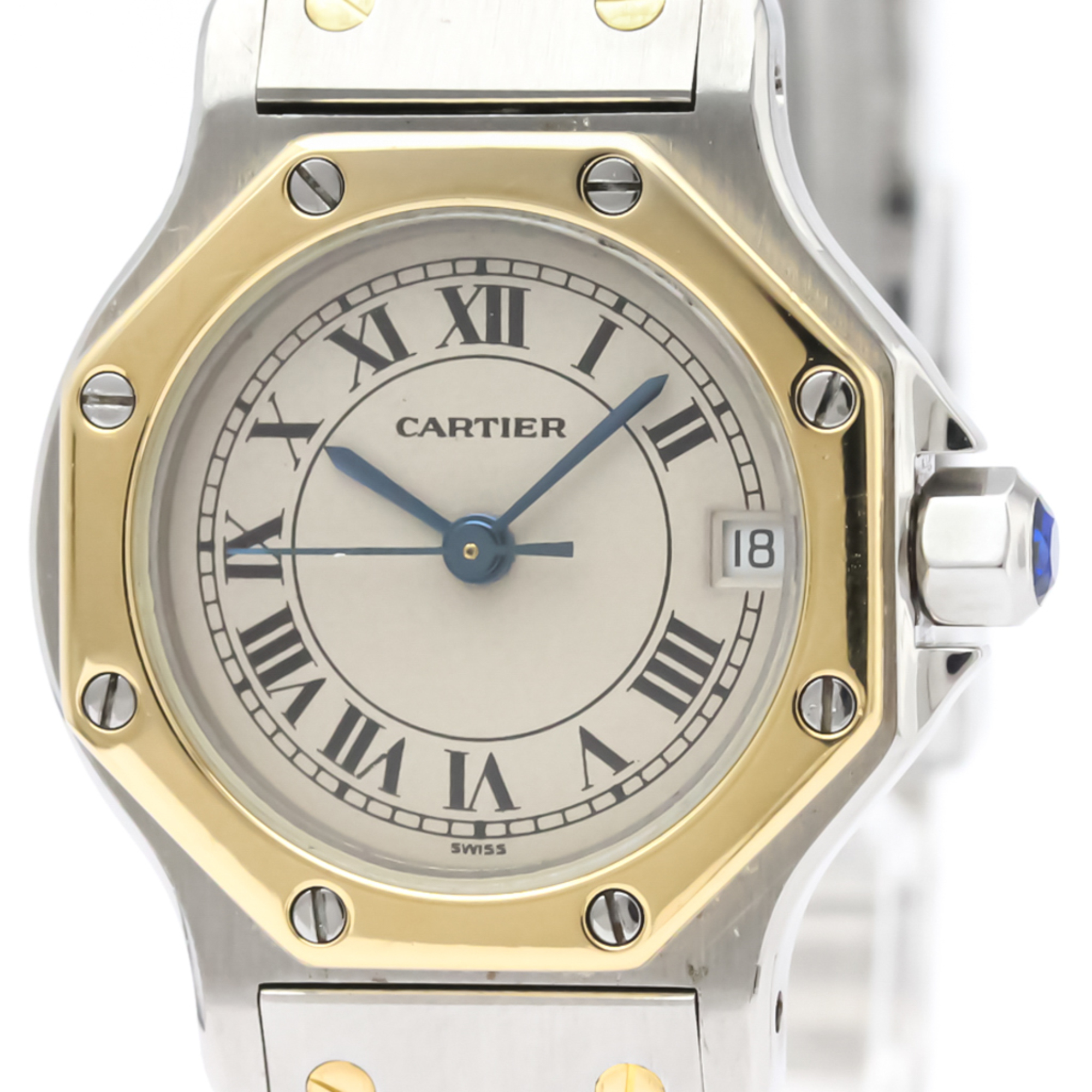 Cartier Santos Octagon Quartz Stainless Steel,Yellow Gold (18K) Women's Dress Watch 187903