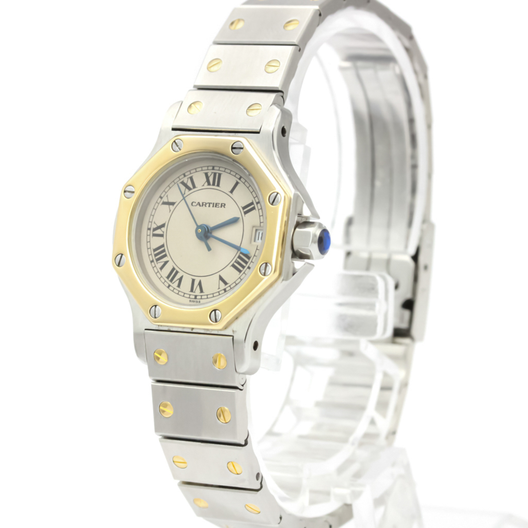 Cartier Santos Octagon Quartz Stainless Steel,Yellow Gold (18K) Women's Dress Watch 187903