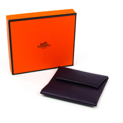 Hermes Bastia Unisex Leather Coin Purse/coin Case Purple